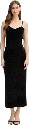 Guess Velours Maxi Jurk - Dames - Casual kleedjes - Zwart - S - Polyester - Kleedjes