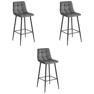 OEM Taburete Arceto - Terciopelo Gris Oscuro / Patas Negras X 3