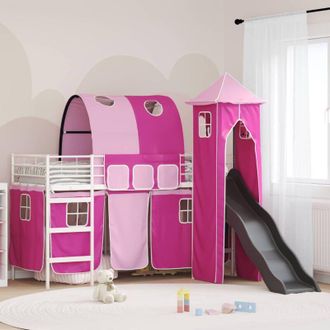 vidaXL vidaXL Struttura del letto loft per bambini Bianco e Rosa 75 x 190 cm