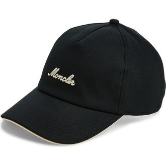 Moncler Logo Embroidered Adjustable Baseball Cap in Black at Nordstrom