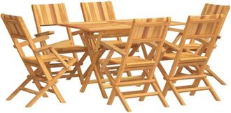 vidaXL 7 Piece Garden Dining Set Solid Wood Teak Vidaxl