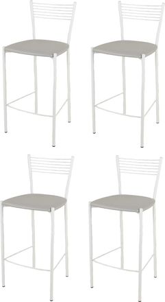 Tommychairs Tommychairs 4 Taburetes Elegance En Acero Blanco Asiento Polipiel Gris Claro
