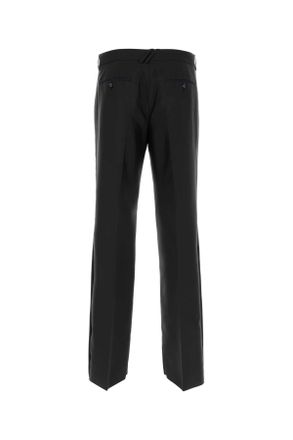Burberry Wool Blend Wide-Leg Trousers - Black