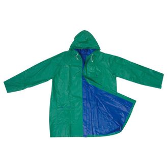 Generic Bicolour Reversible Raincoat Waterproof Rain Coat PVC Jacket Rainproof Raincoats (Green & Blue)