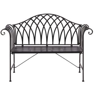 Beliani Beliani - Banco De Jard&iacute;n De Metal Negro 130 Cm 2 Plazas Reposabrazos Vintage Milazzo