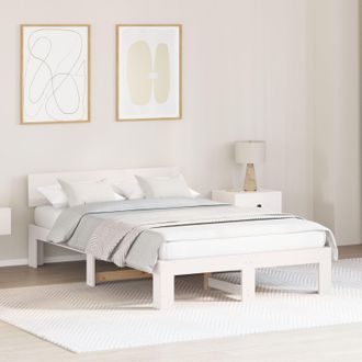 Berkfield Home Bed Frame with Headboard White 120x200 cm Solid Pine Wood