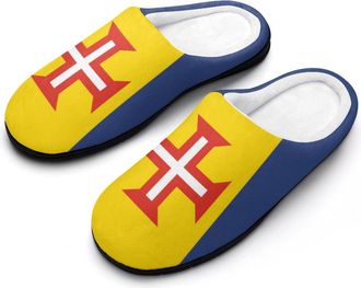 Generic Flag of Madeira Slippers Men Winter Warm Cotton Anti-Slip Indoor Slip-Ons House Shoes