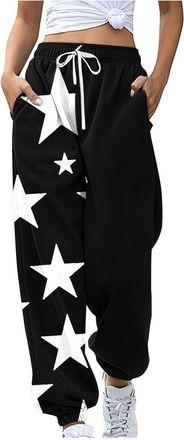 Generic Tracksuit Bottoms Harem Fashion Daily Star Patterned Joggers Elastic Waist Baggy Comfy Sweatpants Winter and Autumn Trousers with Drawstring for Casua