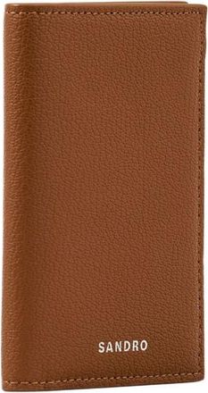 Sandro Grained leather foldable cardholder in Cognac at Nordstrom