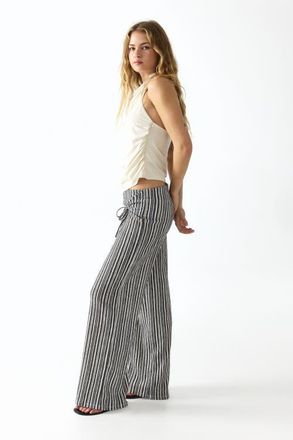 H&M Tie-detail jersey pants in Cream/striped at Nordstrom, Size Xx-Large