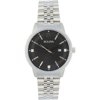 Bulova Diamond Bracelet Watch, 41mm in Silver/Black at Nordstrom Rack