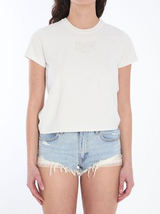 Alexander Wang Alexander Wang Womens Cropped T-shirt With Logo - Ivory Cotton - Size Medium