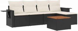 vidaXL Set De Sof&aacute;s De Jard&iacute;n 6 Piezas Y Cojines Rat&aacute;n Sint&eacute;tico Negro Vidaxl