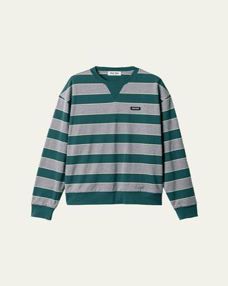 Miu Miu Striped Oversized Long-Sleeve T-Shirt