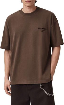 AllSaints Xander Crewneck T-Shirt in Bitter Brown at Nordstrom, Size Xx-Large