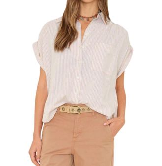 Xirena Lexi Stripe Shirt In Tangerine Sky