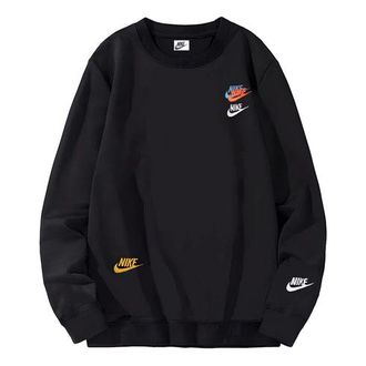 Nike Embroidered Round Neck Pullover Sweaters Autumn Black DJ6915-010