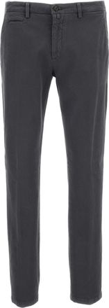 BRIGLIA 1949 Grey Stretch Cotton Straight-Leg Pants