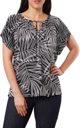 Sunny Leigh Tie Front Short Sleeve Top in Sarah Dot at Nordstrom Rack, Size X-Large