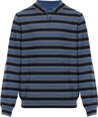 Paul Smith Wool Striped Polo - Heren - Polos - Blauw - S - Wol - Tops