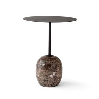 &tradition Lato Beistelltisch rund &Oslash; 40 cm, H 50 cm, warm black / emparador Marmor