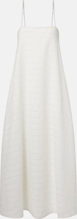 Asceno Melfi checked linen and cotton maxi dress