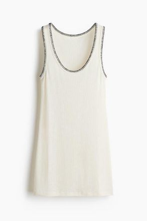 H&M Rib-knit Dress in White/black at Nordstrom, Size X-Large