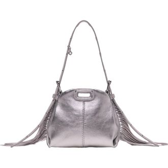 Maje Metallic leather Miss M micro bag in Silver at Nordstrom, Size Medium