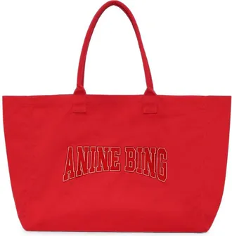 Anine Bing Leo Canvas Tote - Tango Red