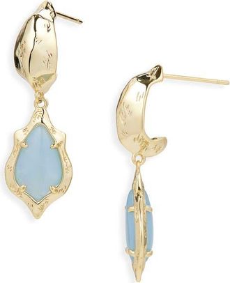Kendra Scott Adriana Scallop Huggie Hoop Earrings in Gold Sky Blue Abalone at Nordstrom
