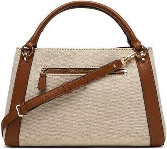 Guess Womens Satchel Bag Natural-Cognac Cotton - Satchel-Bags Natural/cognac