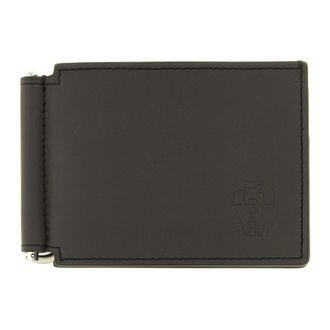 Brunello Cucinelli Cartera de piel con clip para billetes - Accessories - Hombre - Marr&oacute;n - ONE SIZE