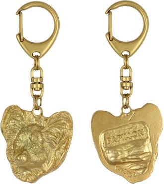 OEM Papillon, Spaniel Continental: Llavero De Perro Ba&ntilde;ado En Oro, Decoraci&oacute;n De Bolsos, Accesorio De Lujo De Art-dog