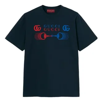 Gucci T-Shirts, male, Blue, L, Crew-neck T-shirt