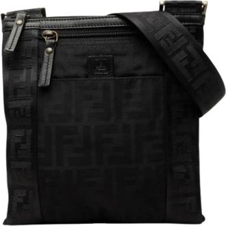 Fendi Pre-owned Canvas Crossbody Bag - Dames - Vintage Schoudertas - Zwart - ONE Size - Leer - Vintage