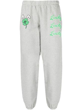 Natasha Zinko Pantaloni sportivi con stampa Lucky - Grigio