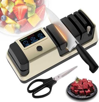 OEM Afilador De Cuchillos El&eacute;ctrico Profesional 5 En 1 Con Pantalla Lcd, Afilador De Tijeras De 3 Velocidades Y Abrasivos 100 % De Diamante: Gu&iacute;as Angular