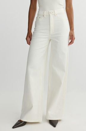 DL1961 Hepburn High Waist Ankle Wide Leg Jeans in Eggshell at Nordstrom, Size 23