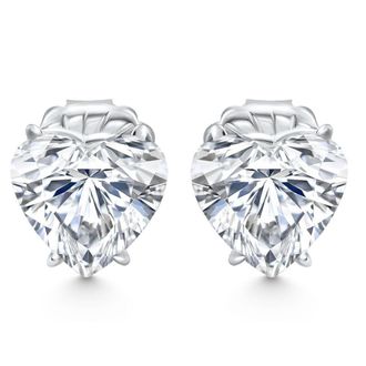Pompeii3 Certified 6Ct TW Heart Shape Diamond Studs 14k White Gold Lab Grown