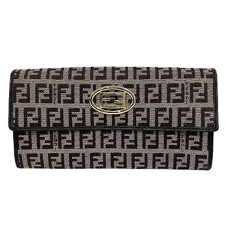 Fendi Pre-owned Wallets, female, Brown, Size: ONE SIZE Pre-owned Zucca Canvas Long Wallet