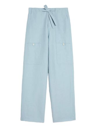 Jil Sander Linnen cargo broek met trekkoord - Blauw