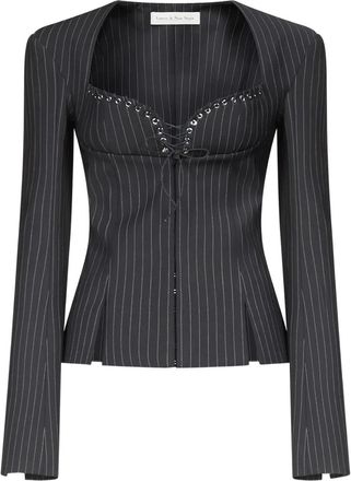 Ludovic de Saint Sernin Rebecca jack met krijtstreep en veters - Grijs