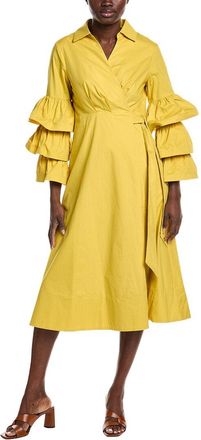 Gracia Layered Sleeve Wrap Midi Dress