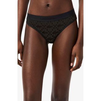 Lacoste Lace Bikini Briefs in Black at Nordstrom, Size Xx-Large
