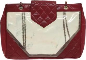 Chanel Pre-owned Vinyl chanel-bags - Dames - Vintage Schoudertas - Rood - ONE Size - Leer - Vintage