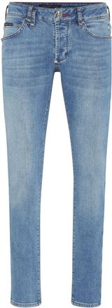 Philipp Plein low-rise slim-fit tapered jeans - men - Cotton/Cotton/Elastane/Polyester/Polyester - 30 - Blue