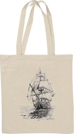 Generic Sailing ship on high seas art 02 Natural Cotton Tote Bag White