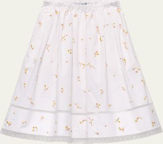 Prada Embroidered Cotton Poplin Skirt