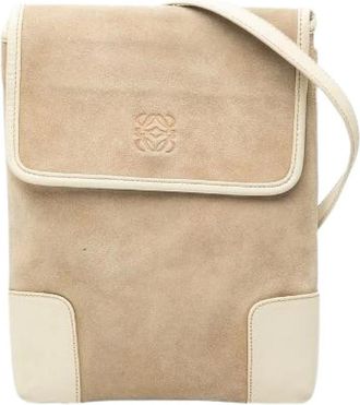 Loewe Pre-owned Cross Body Bags, female, Beige, Size: ONE SIZE Pre-owned Leather Cross Body Bag