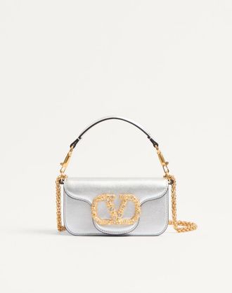Valentino Garavani Valentino Garavani Loc&ograve; Small Shoulder Bag In Laminated Calfskin With Jewel Logo Wo